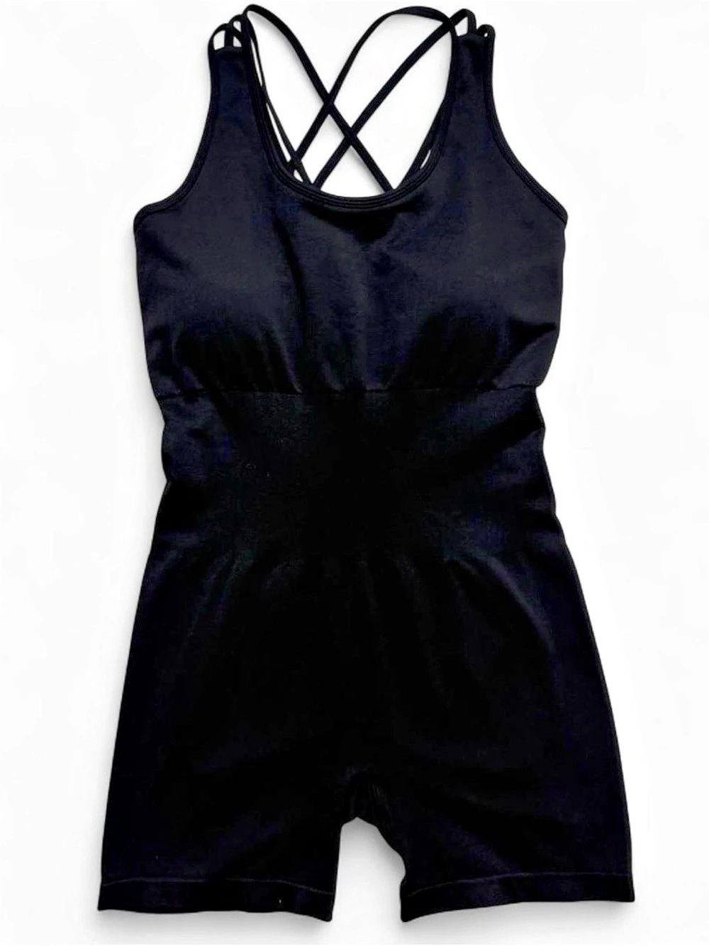 StretchHerules Black Strappy Athletic Romper Size Small/Medium Like New